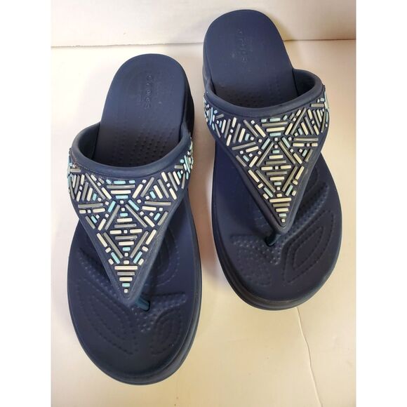 Croc's Women's Monterey Beaded Wedge Sandals Size 8 - Picture 1 of 7
